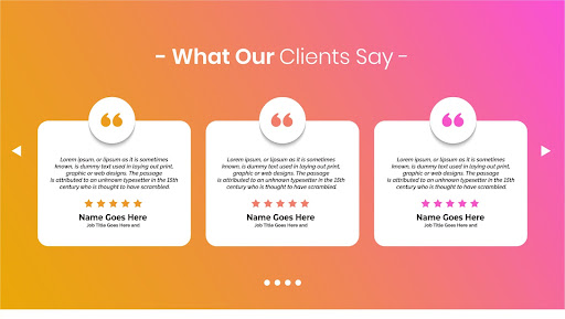 Testimonials Reviews page